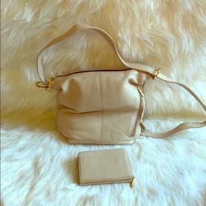 Cream Stone Mountain purse with matching wallet